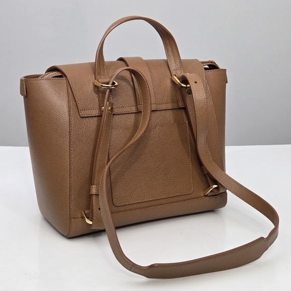 LIKE NEW SENREVE MIDI MAESTRA CONVERTIBLE BACKPACK BAG PEBBLED CHESTNUT GOLD - Picture 11 of 12